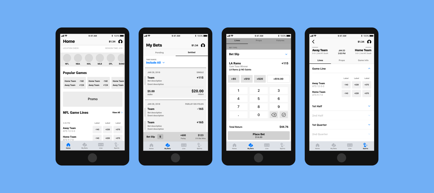 theScore Bet wireframes